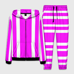 Костюм мужской Color white pink stripes, цвет: 3D-черный