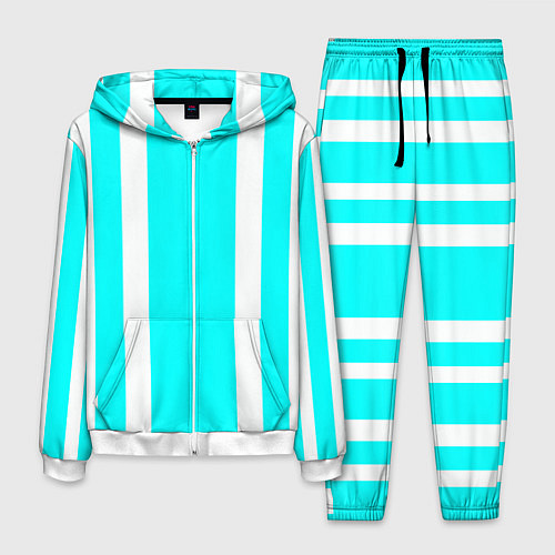 Мужской костюм Color blue white stripes / 3D-Белый – фото 1