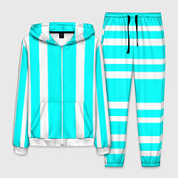 Костюм мужской Color blue white stripes, цвет: 3D-белый