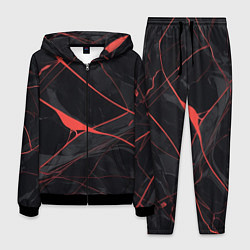 Костюм мужской Текстура мрамора с красными полосками, цвет: 3D-черный