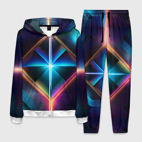 Мужской костюм Фантастический геометрический центр / 3D-Белый – фото 1