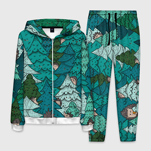 Мужской костюм Ежи в еловом лесу / 3D-Белый – фото 1