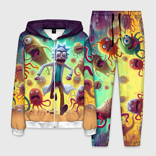 Мужской костюм Рик Санчес убегает от монстров / 3D-Белый – фото 1