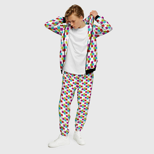 Мужской костюм Цветные блоки на белом / 3D-Черный – фото 3