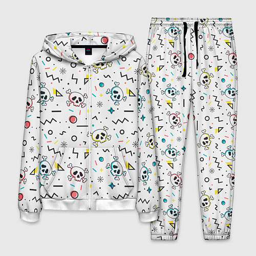 Мужской костюм Паттерн с черепами и геометрическими фигурами на Х / 3D-Белый – фото 1