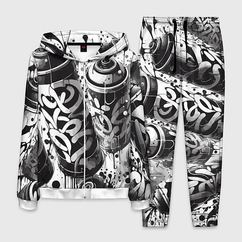 Мужской костюм Баллончики с краской - граффити / 3D-Белый – фото 1
