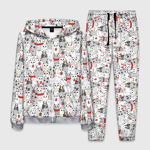 Мужской костюм Новогодние котики / 3D-Меланж – фото 1