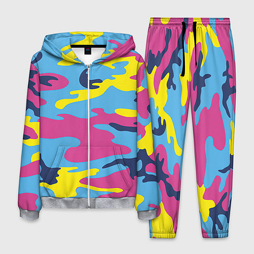 Мужской костюм Камуфляж: голубой/розовый/желтый / 3D-Меланж – фото 1