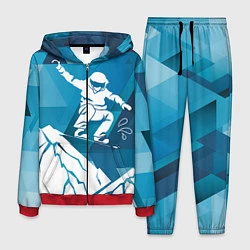 Костюм мужской Горы и сноубордист, цвет: 3D-красный