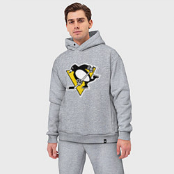 Мужской костюм оверсайз Pittsburgh Penguins: Malkin 71, цвет: меланж — фото 2