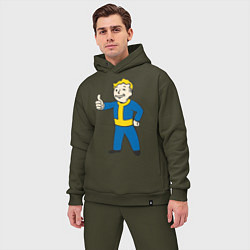 Мужской костюм оверсайз Fallout Boy цвета хаки — фото 2