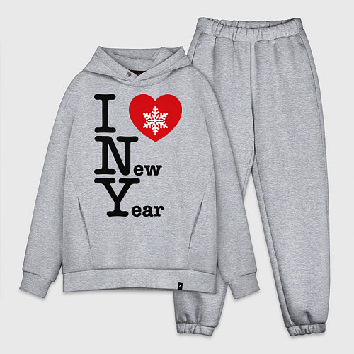 Мужской костюм оверсайз I love New Year / Меланж – фото 1