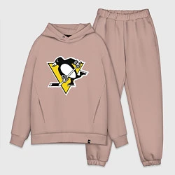 Мужской костюм оверсайз Pittsburgh Penguins, цвет: пыльно-розовый