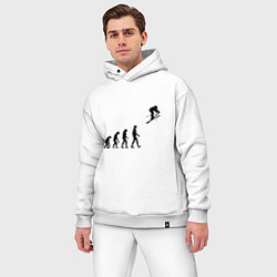 Мужской костюм оверсайз Эволюция лыжник, цвет: белый — фото 2