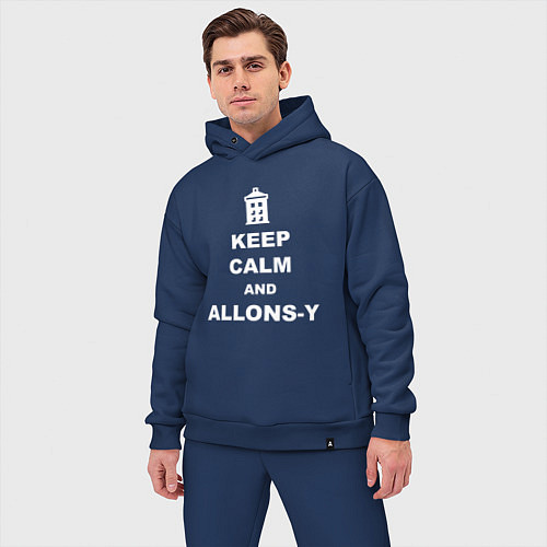 Мужской костюм оверсайз Keep Calm & Allons-Y / Тёмно-синий – фото 3