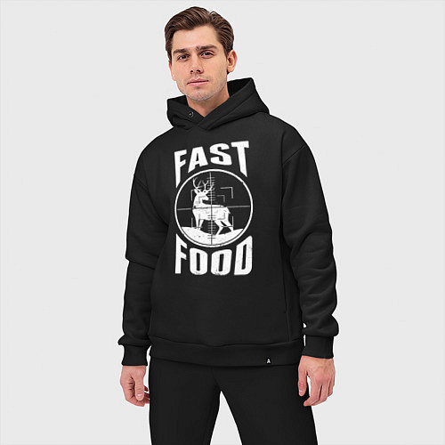 Мужской костюм оверсайз FAST FOOD олень в прицеле / Черный – фото 3