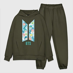 Мужской костюм оверсайз BTS Army Floral, цвет: хаки