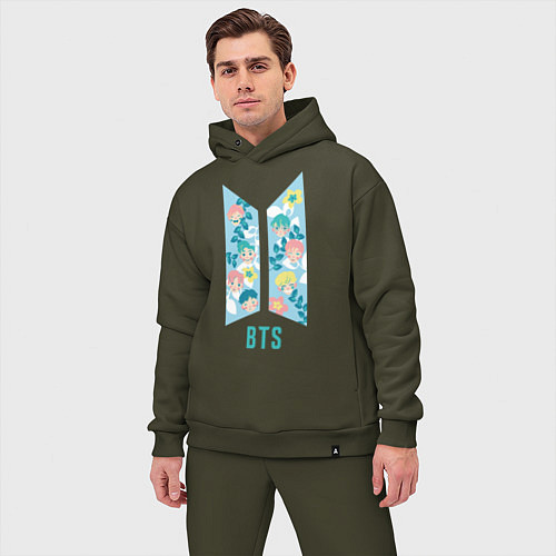 Мужской костюм оверсайз BTS Army Floral / Хаки – фото 3