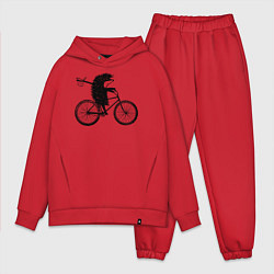 Мужской костюм оверсайз Ежик на велосипеде, цвет: красный