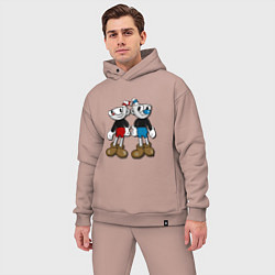 Мужской костюм оверсайз Cuphead: Mugman Friends, цвет: пыльно-розовый — фото 2