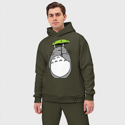 Мужской костюм оверсайз Totoro с зонтом / Хаки – фото 3