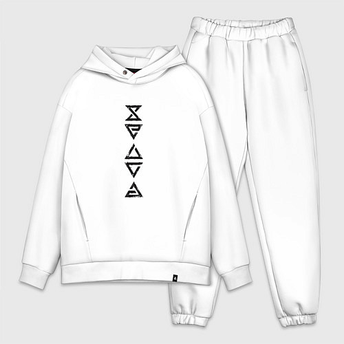 Мужской костюм оверсайз Знаки Ведьмака Black / Белый – фото 1