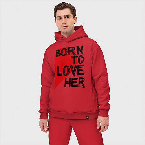 Мужской костюм оверсайз Born to love her / Красный – фото 3