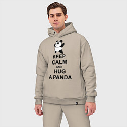 Мужской костюм оверсайз Keep Calm & Hug A Panda цвета миндальный — фото 2