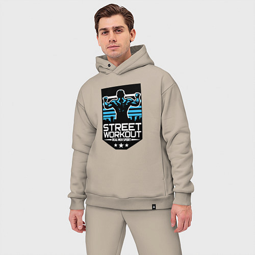 Мужской костюм оверсайз Street WorkOut: Real sport / Миндальный – фото 3
