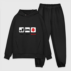 Мужской костюм оверсайз Главное в жизни – еда, сон , suzuki, цвет: черный