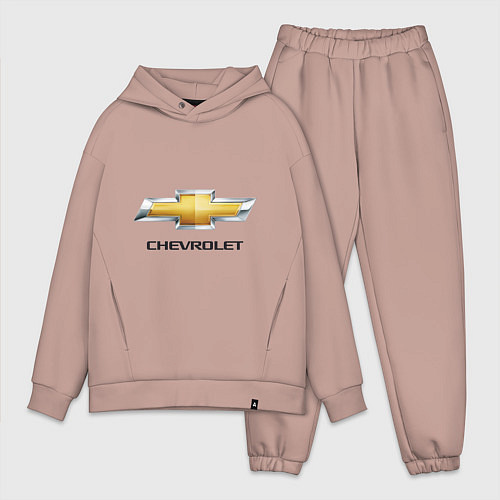 Мужской костюм оверсайз Chevrolet логотип / Пыльно-розовый – фото 1