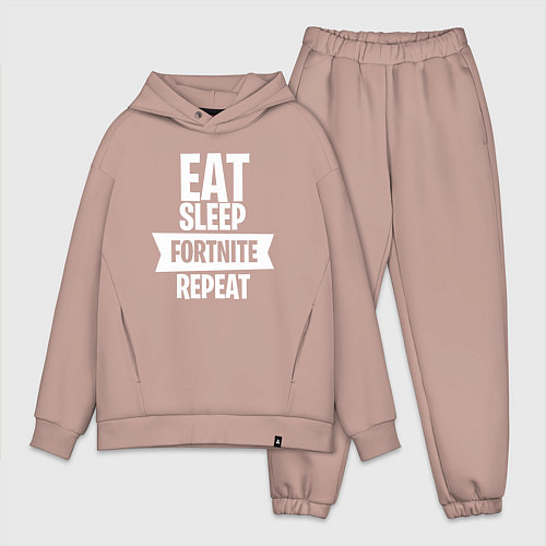 Мужской костюм оверсайз Eat Sleep Fortnite Repeat / Пыльно-розовый – фото 1