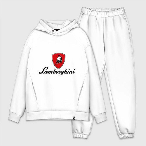 Мужской костюм оверсайз Logo lamborghini / Белый – фото 1