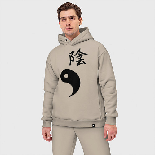 Мужской костюм оверсайз Инь парная / Миндальный – фото 3