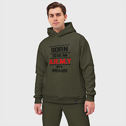 Мужской костюм оверсайз Born to be an ARMY BTS, цвет: хаки — фото 2