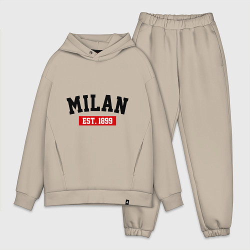 Мужской костюм оверсайз FC Milan Est. 1899 / Миндальный – фото 1