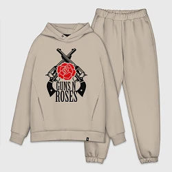 Мужской костюм оверсайз Guns n Roses: guns, цвет: миндальный