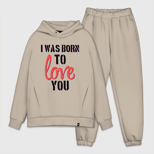 Мужской костюм оверсайз I was born to love you / Миндальный – фото 1