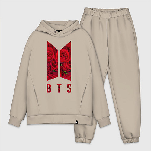 Мужской костюм оверсайз BTS Roses / Миндальный – фото 1