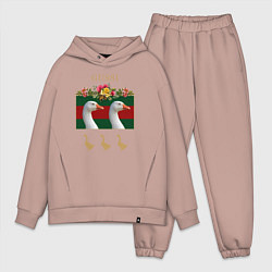 Мужской костюм оверсайз GUSSI: Flowers Style, цвет: пыльно-розовый