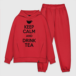 Мужской костюм оверсайз Keep Calm & Drink Tea, цвет: красный