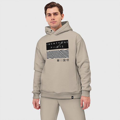 Мужской костюм оверсайз TOP: Geometry / Миндальный – фото 3