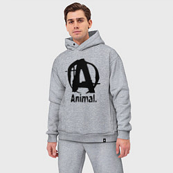 Мужской костюм оверсайз Animal Logo цвета меланж — фото 2