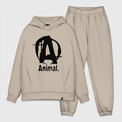 Мужской костюм оверсайз Animal Logo, цвет: миндальный