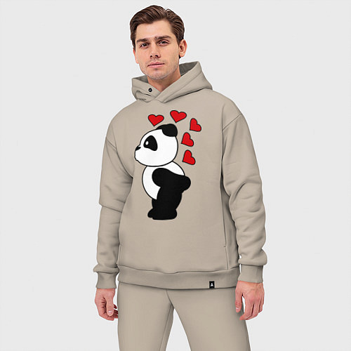 Мужской костюм оверсайз Поцелуй панды: для него / Миндальный – фото 3