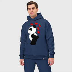 Мужской костюм оверсайз Поцелуй панды: для него, цвет: тёмно-синий — фото 2