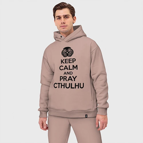 Мужской костюм оверсайз Keep Calm & Pray Cthulhu / Пыльно-розовый – фото 3