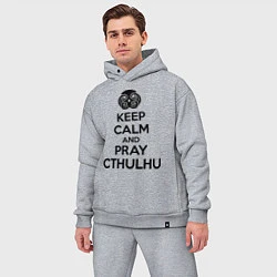 Мужской костюм оверсайз Keep Calm & Pray Cthulhu, цвет: меланж — фото 2