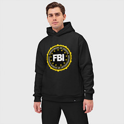Мужской костюм оверсайз FBI Departament, цвет: черный — фото 2