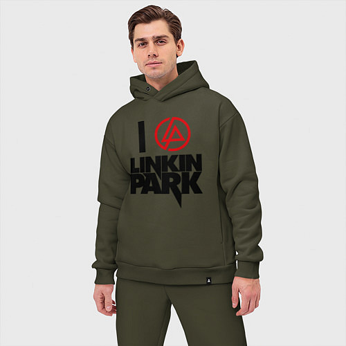 Мужской костюм оверсайз I love Linkin Park / Хаки – фото 3